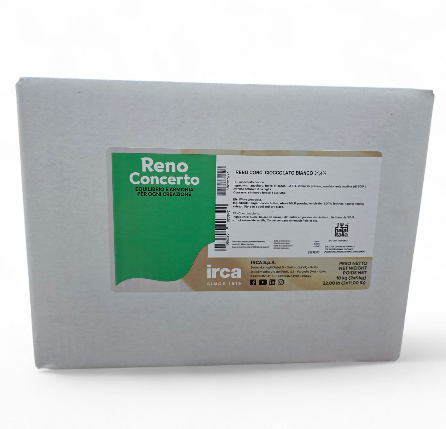 Irca 31.4% Couverture White Chocolate Melts