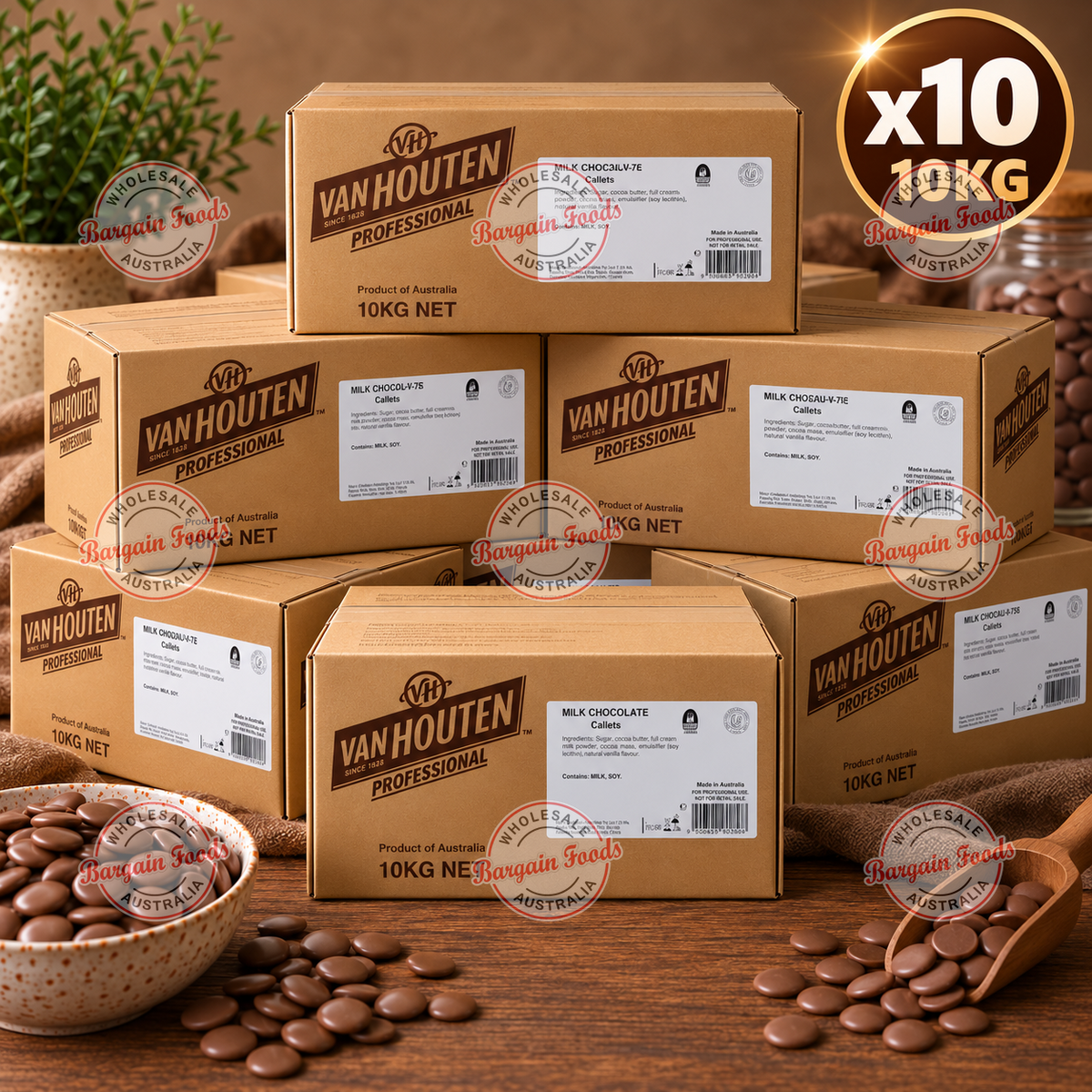 Van Houten 34.3% Couverture Milk Chocolate - 10kg x10 (BULK)