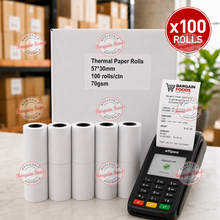 Thermal Eftpos Terminal Paper Rolls 57x30mm - 100 Rolls 70gsm