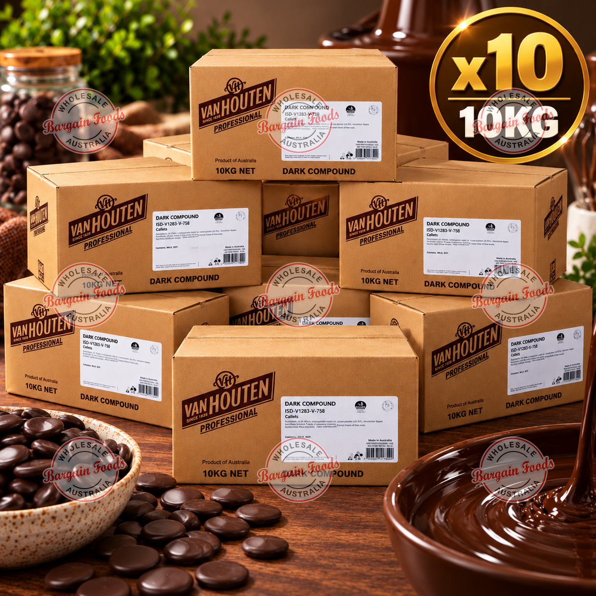 Van Houten Compound Dark Chocolate - 10kg x10 (BULK)