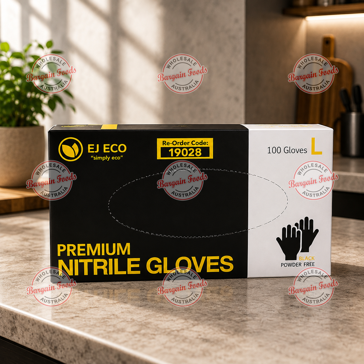 EJ ECO Premium Nitrile Black Large Gloves Box - 100pcs Sleeve