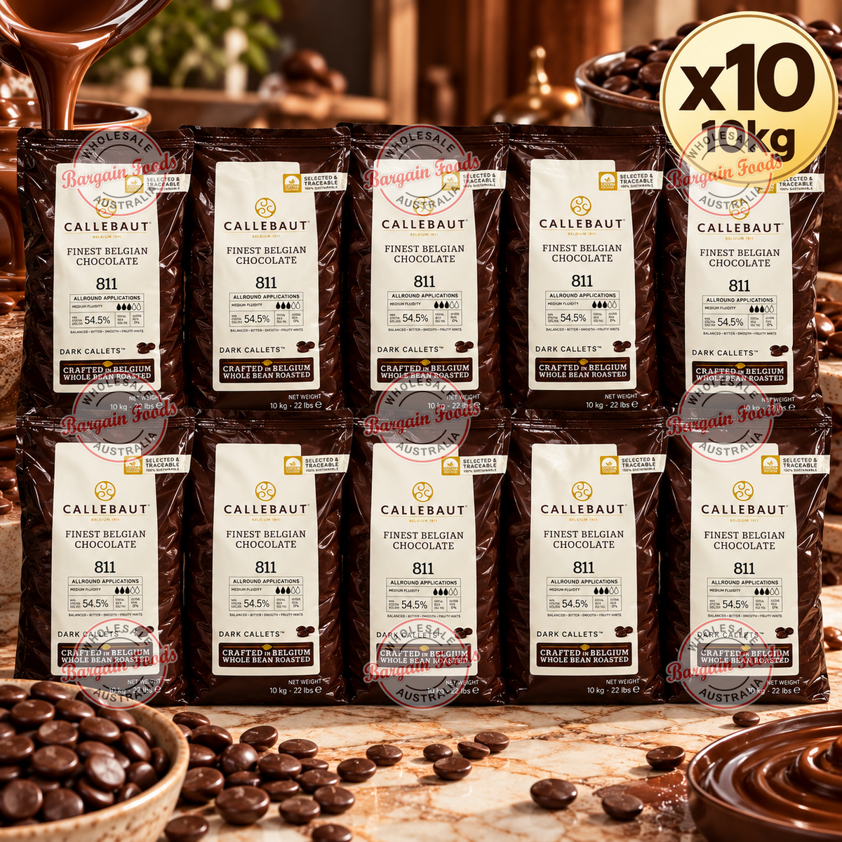 Callebaut 811 54.5% Couverture Dark Chocolate - 10kg x10 (BULK)
