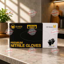EJ ECO Premium Nitrile Black Medium Gloves Box - 100pcs Sleeve