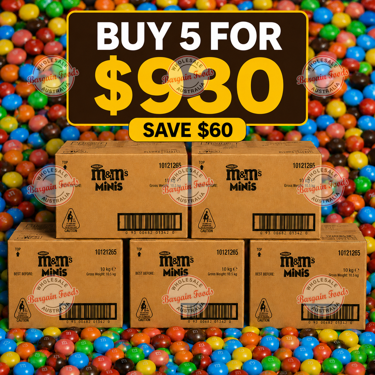 M&M's Minis Chocolate - 10kg (BULK BUNDLE OF x5)