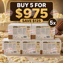 Master Martini Ariba 22% Couverture White Chocolate Discs- 10kg (BUNDLE OF x5)