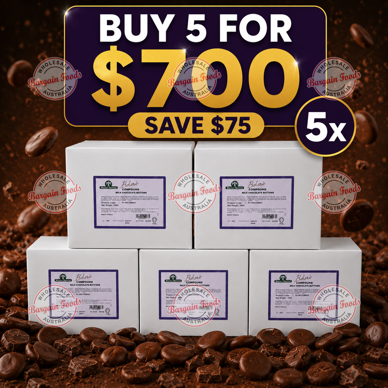 Master Martini Bolero Compound Milk Chocolate - 20kg (BUNDLE OF x5)