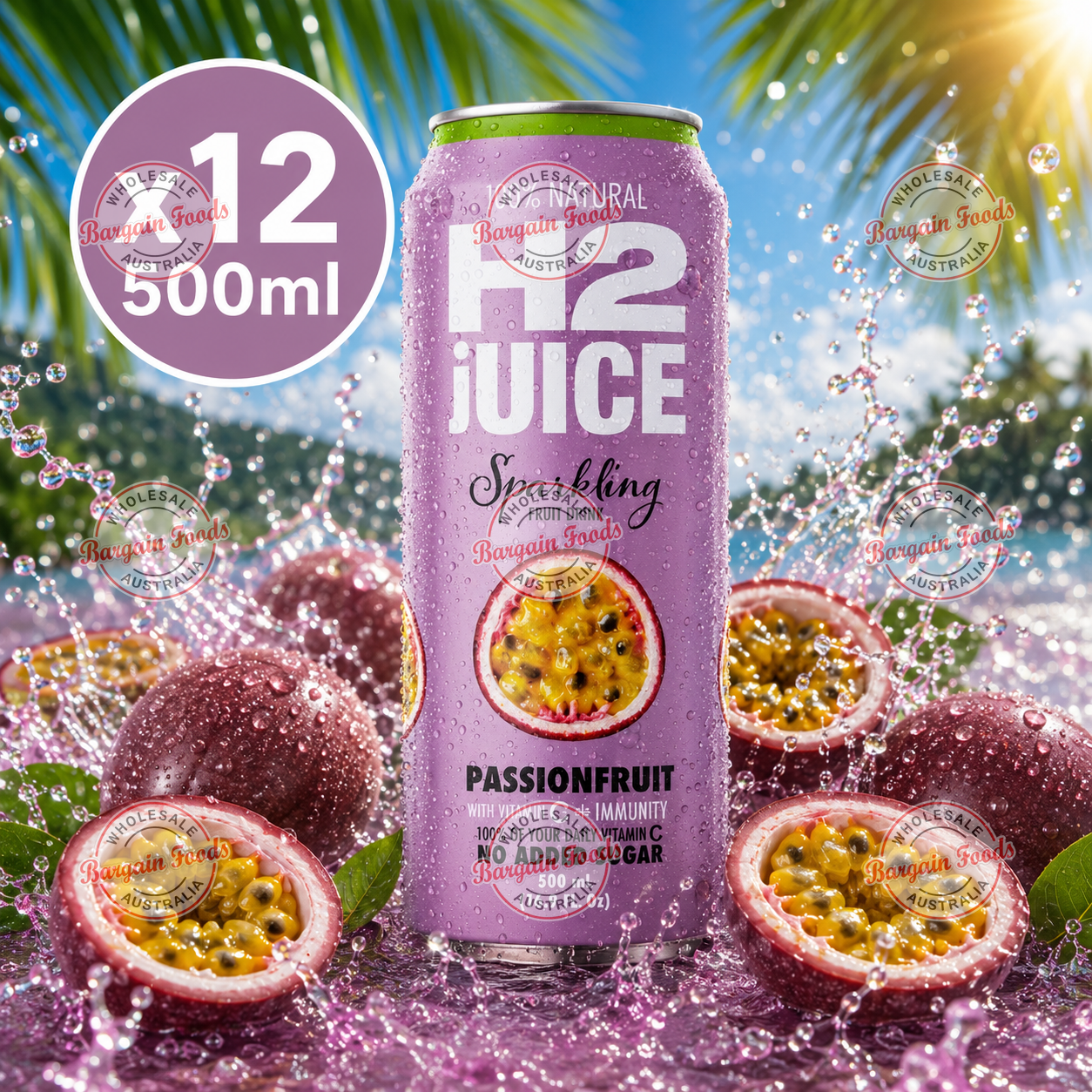 H2 Sparkling Passionfruit - 500ml x12 (BULK)