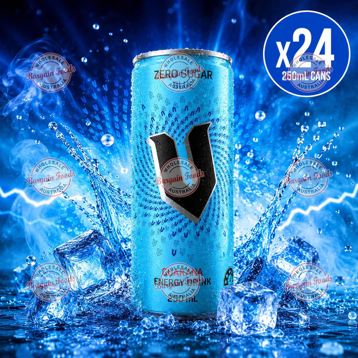 Blue V Sugar Free Energy Drink - 250ml x24 (BULK)