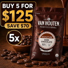 Van Houten Couverture 53% Dark Chocolate Melts - 1kg (BUNDLE OF x5)