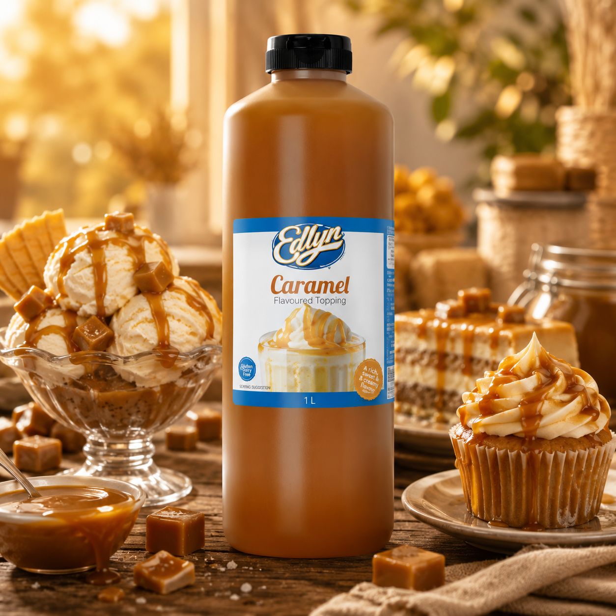 Edlyn Caramel Flavoured Topping - 1L