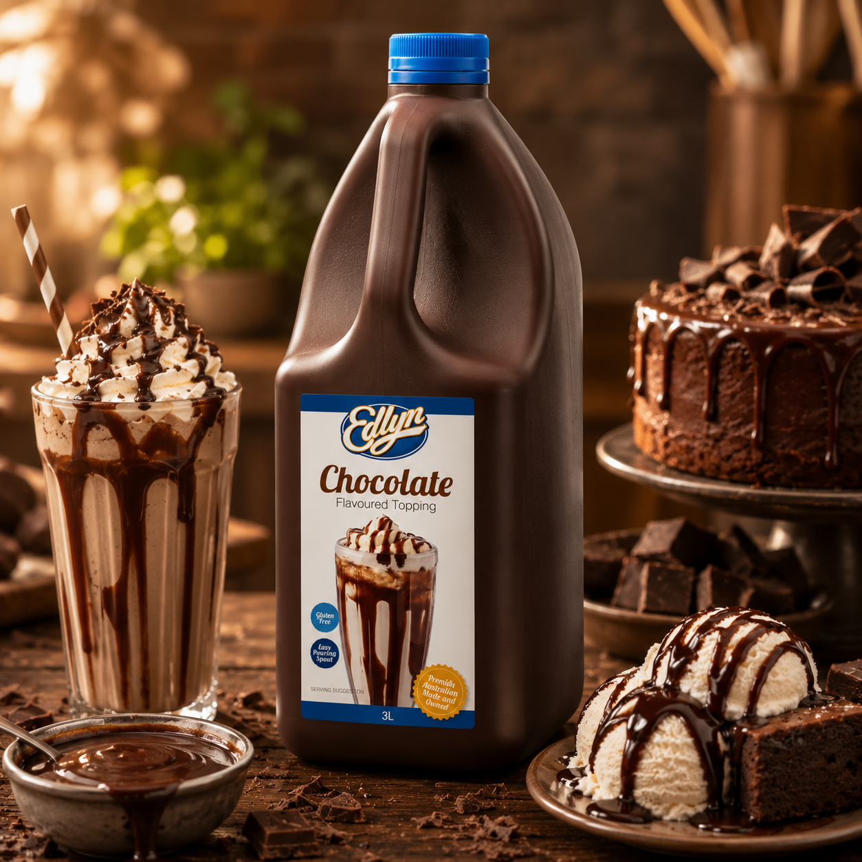 Edlyn Chocolate Flavoured Topping - 3L