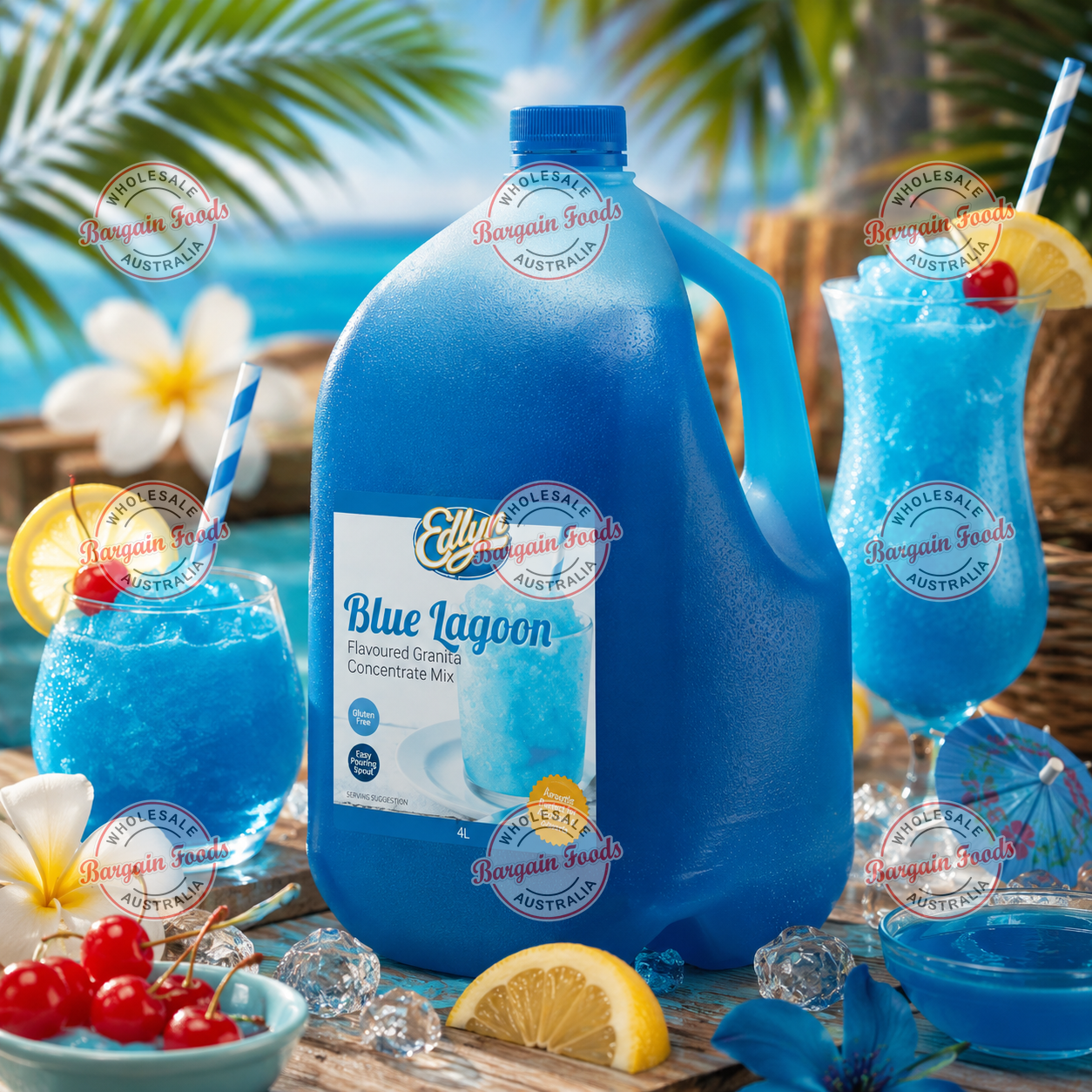 Edlyn Granita Blue Lagoon Flavoured Slurpee Mix Syrup - 4L