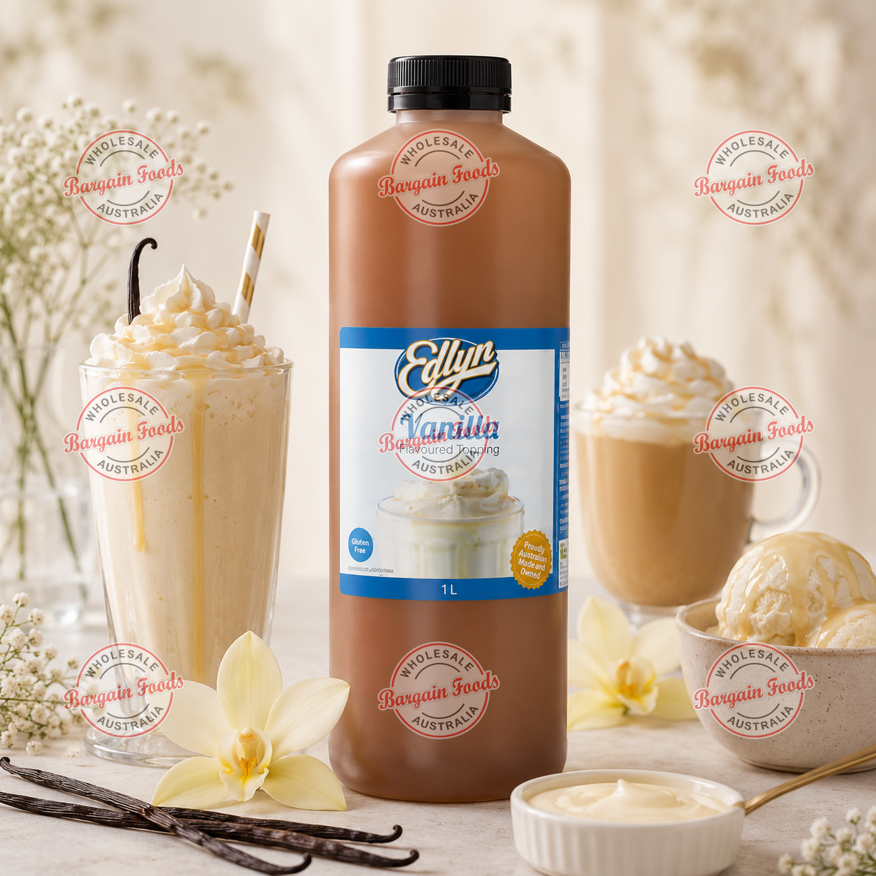 Edlyn Vanilla Flavoured Topping - 1L