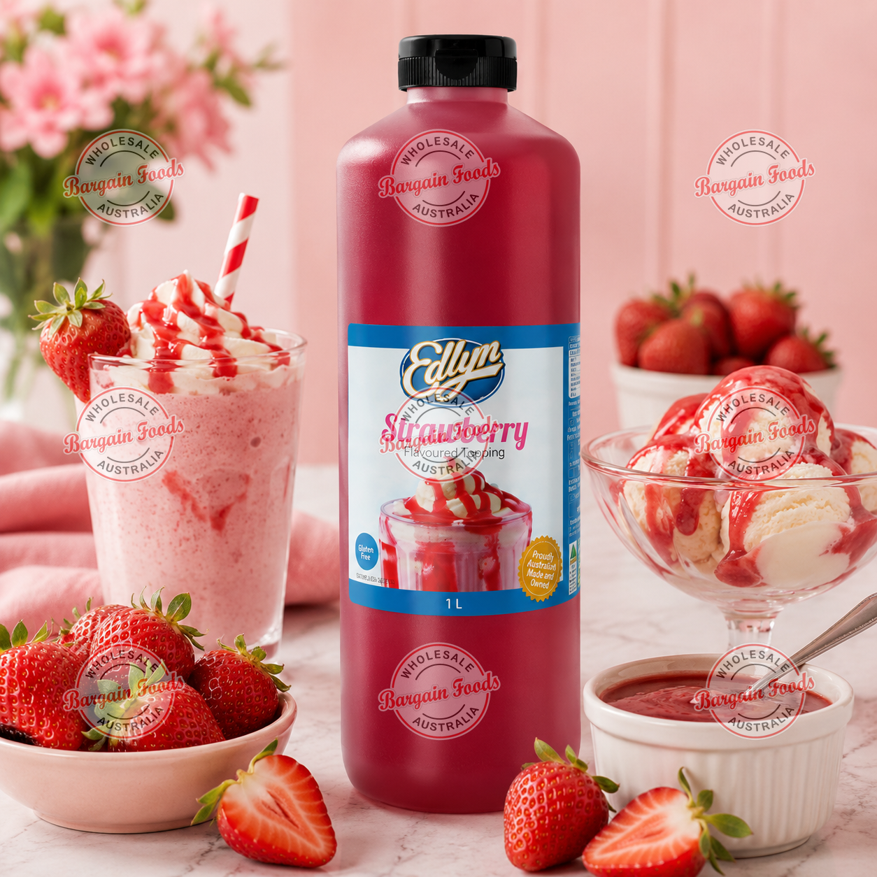 Edlyn Strawberry Flavoured Topping - 1L