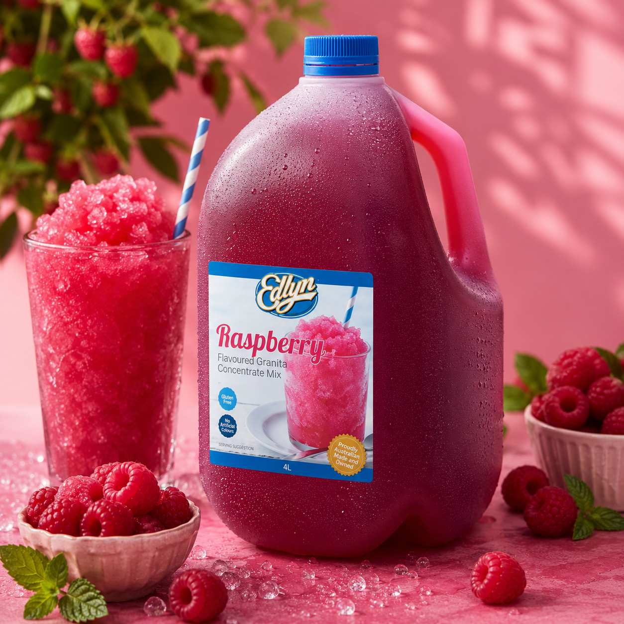 Edlyn Granita Raspberry Flavoured Slurpee Mix Syrup - 4L