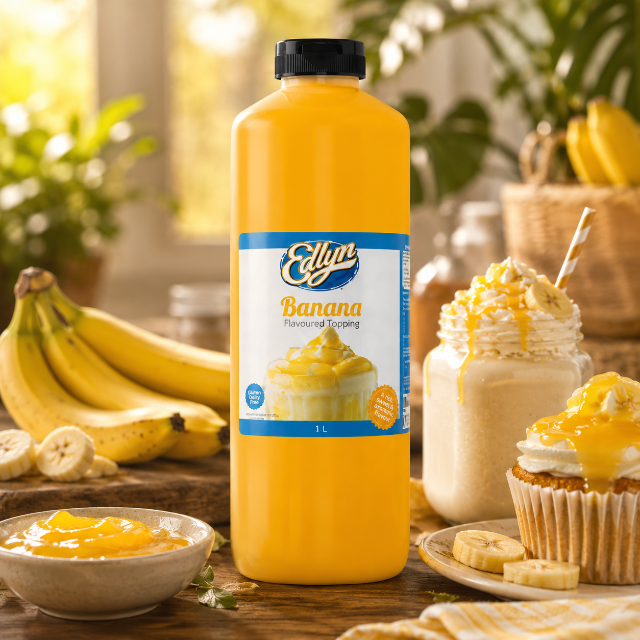 Edlyn Banana Flavoured Topping - 1L