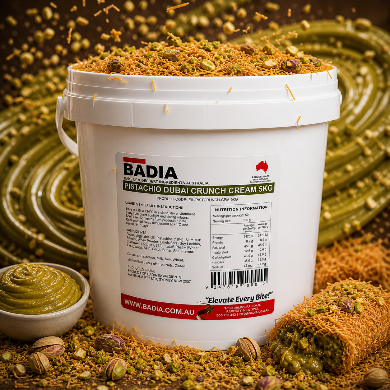 Badia Pistachio Dubai Crunch Spread - 5kg