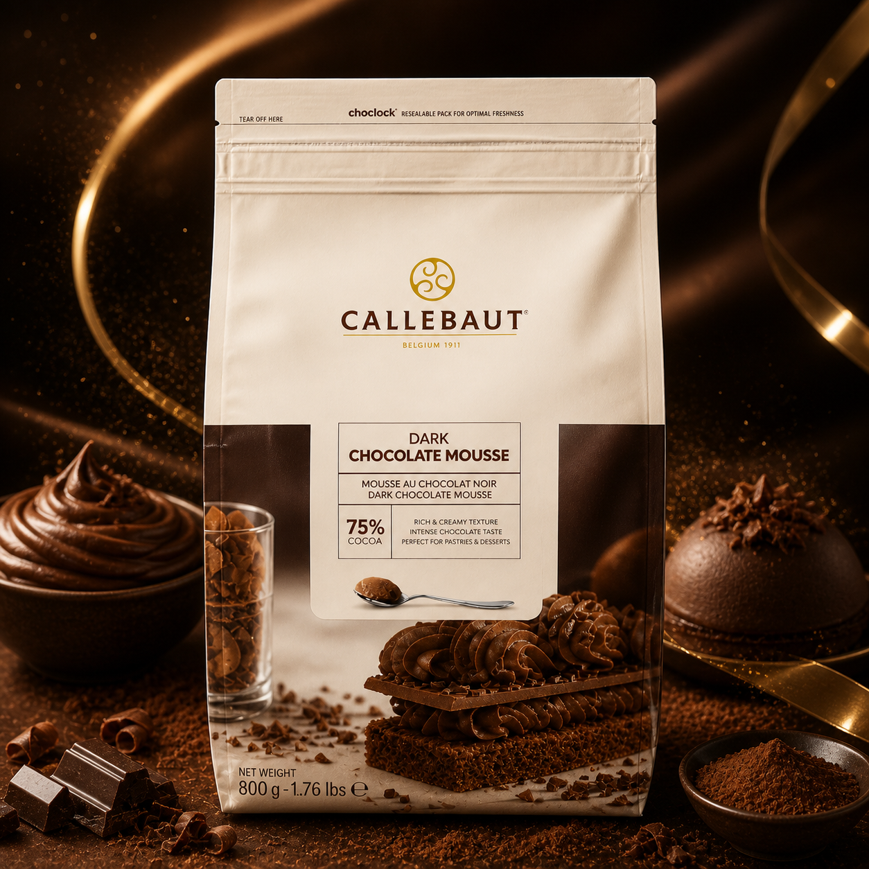 Callebaut 75% Dark Chocolate Mousse - 800g