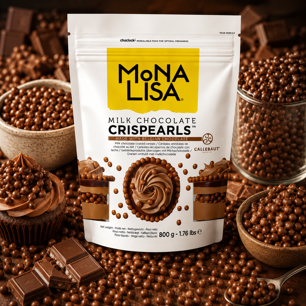 Mona Lisa Milk Chocolate Crisp Pearls - 800g BB 07/2026