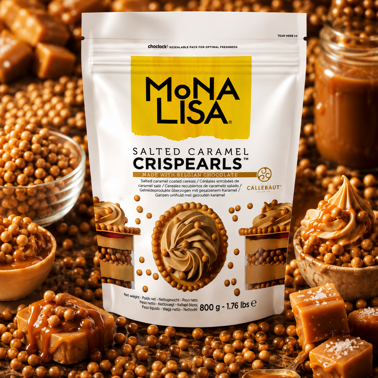 Mona Lisa Salted Caramel Crisp Pearls - 800g