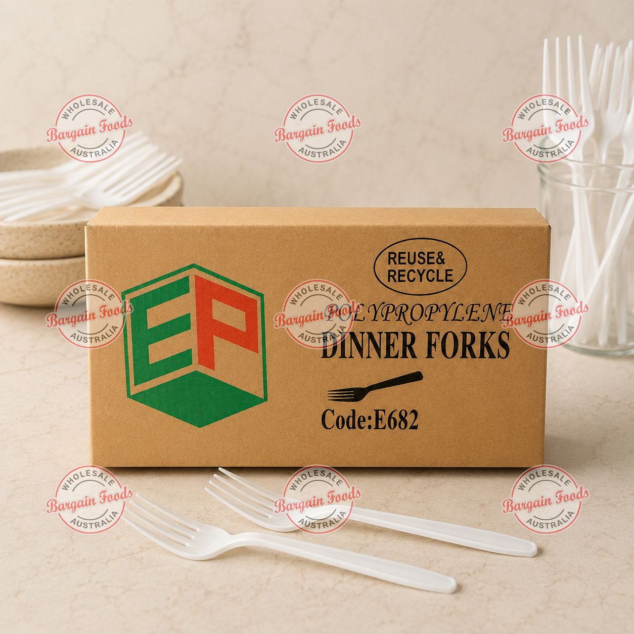 White Disposable Plastic Dinner Forks - 1000pcs