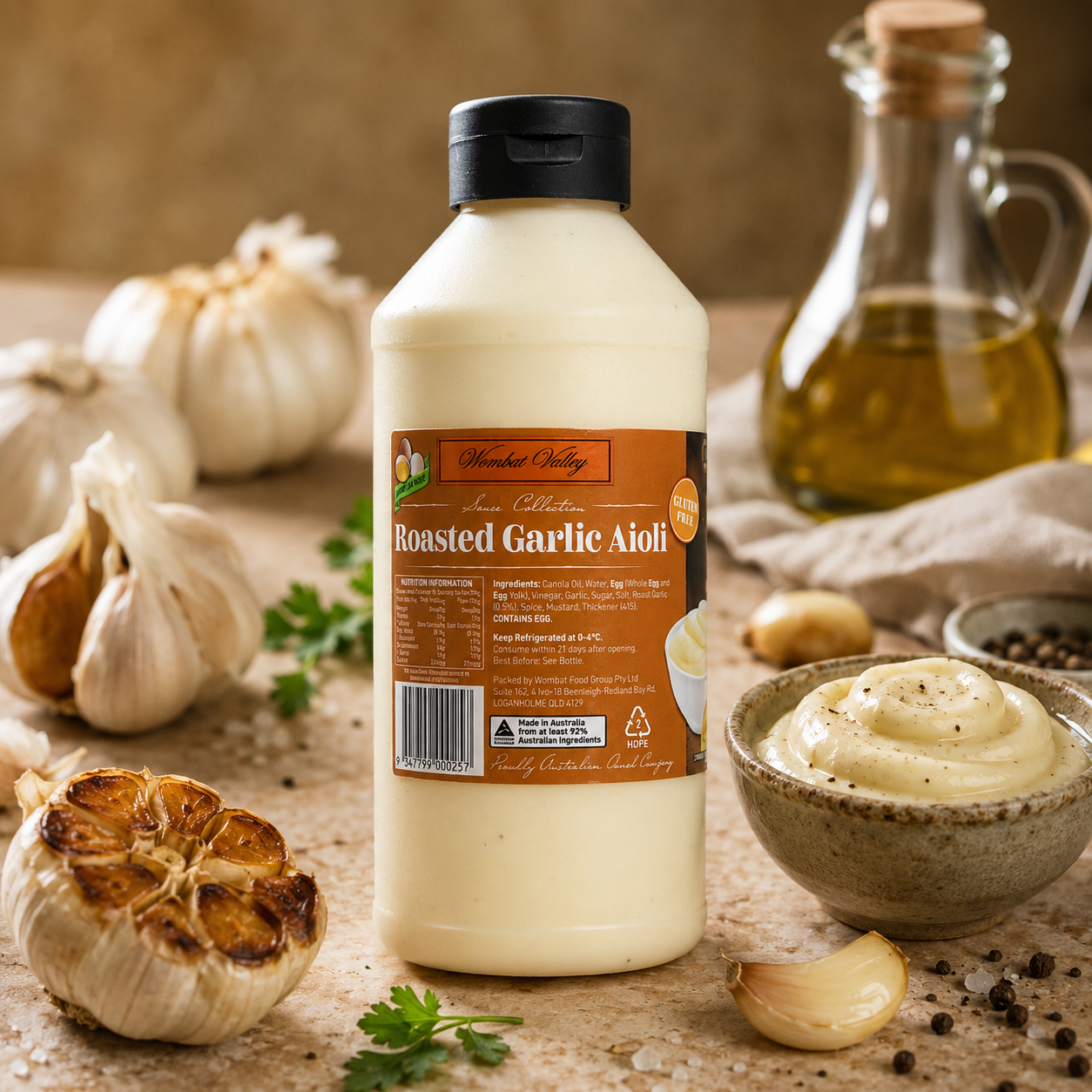 Wombat Valley Roasted Garlic Aioli Sauce - 1kg