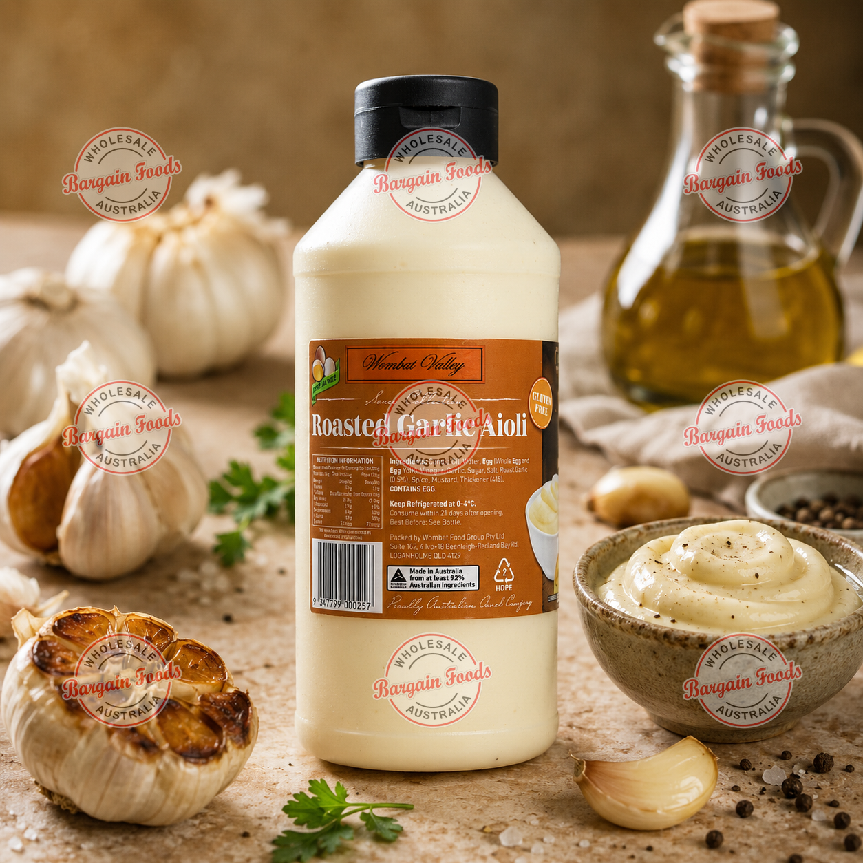 Wombat Valley Roasted Garlic Aioli Sauce - 1kg