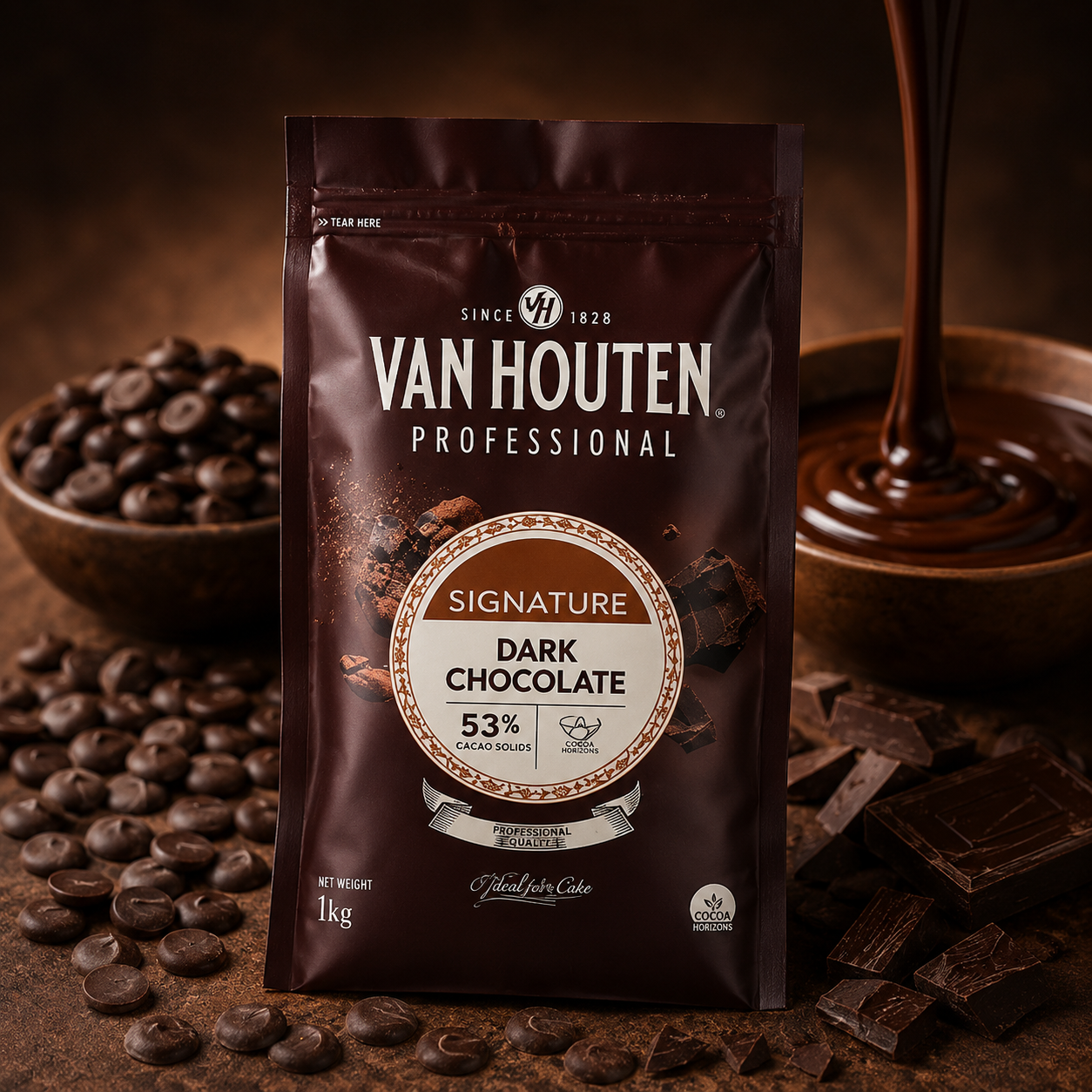 Van Houten Couverture 53% Dark Chocolate Melts - 1kg