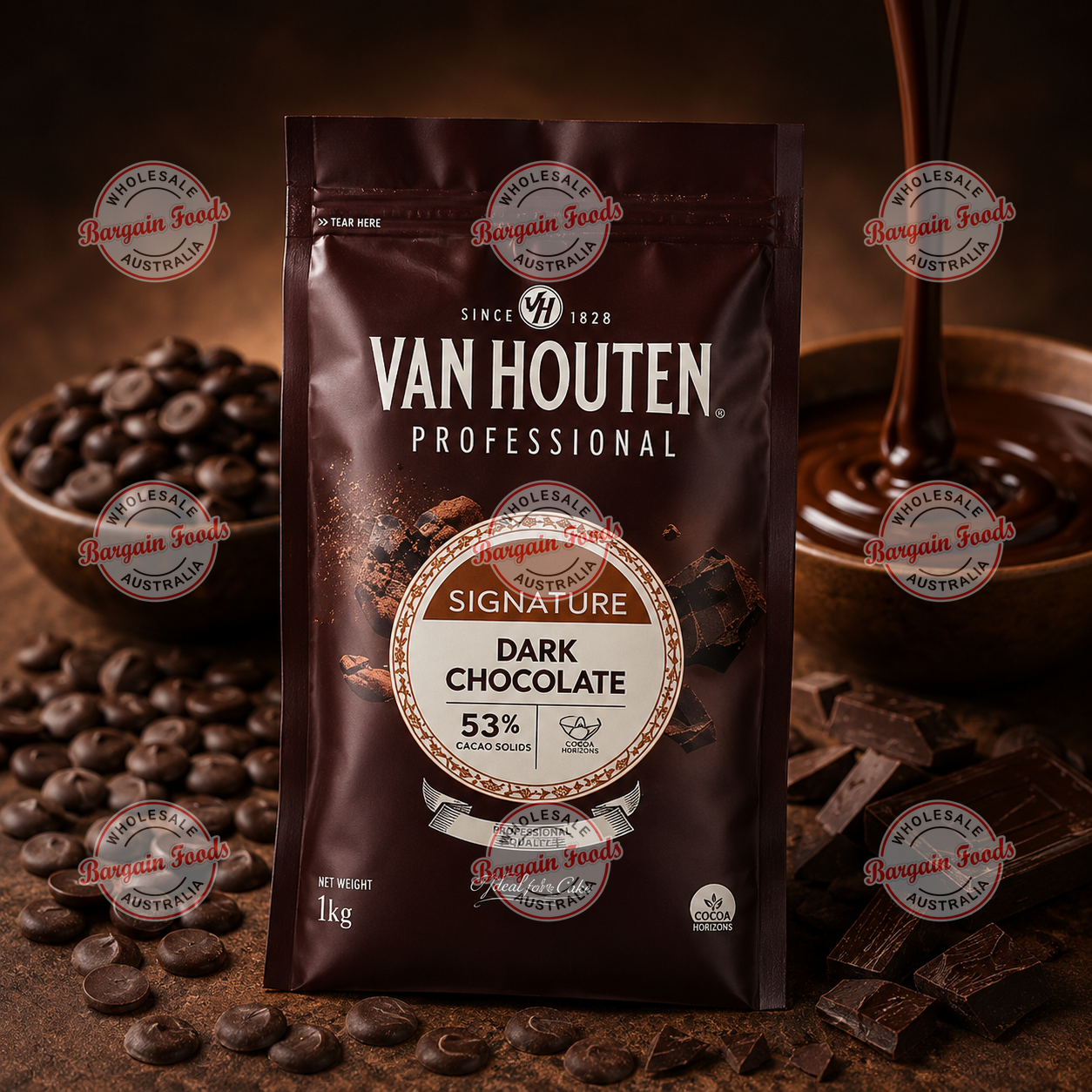 Van Houten Couverture 53% Dark Chocolate - 1kg