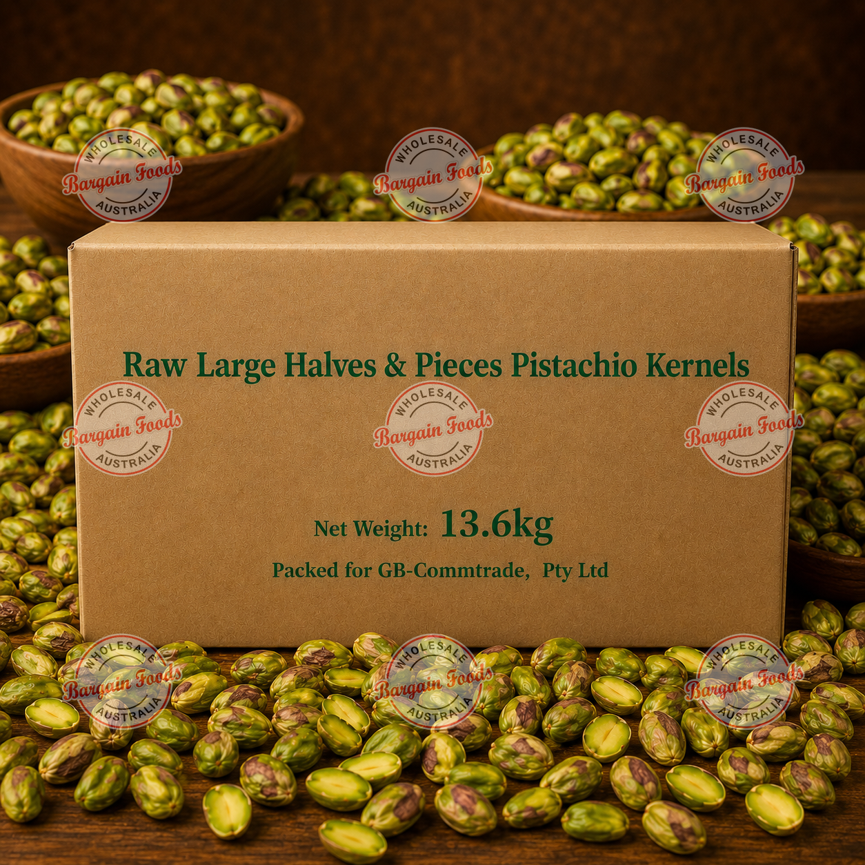 USA Large Raw Pistachio Halves - 13.6kg