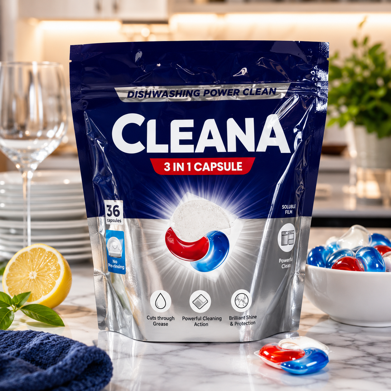 Cleana Dishwasher 3 in 1 Capsules - 36pcs