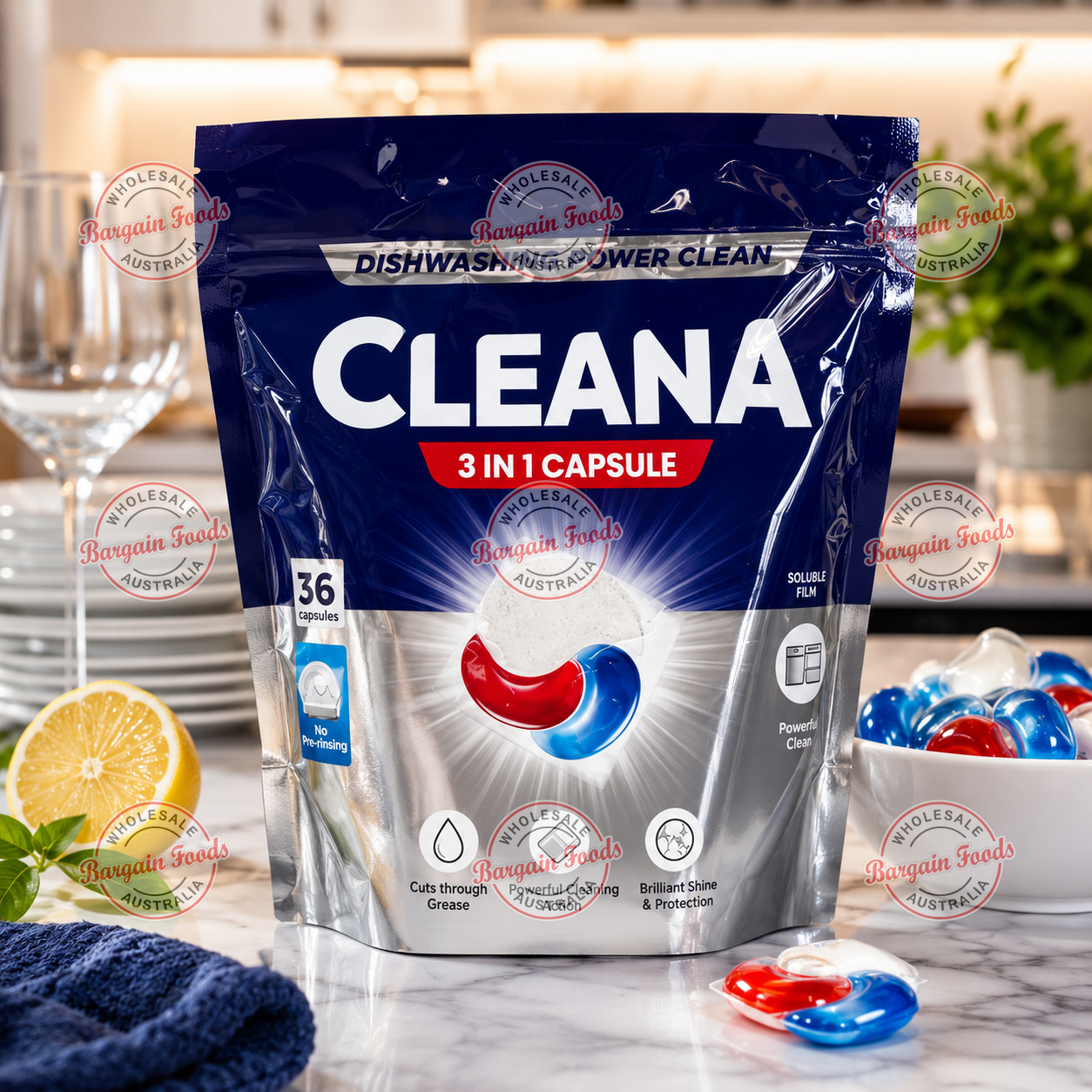 Cleana Dishwasher 3 in 1 Capsules - 36pcs