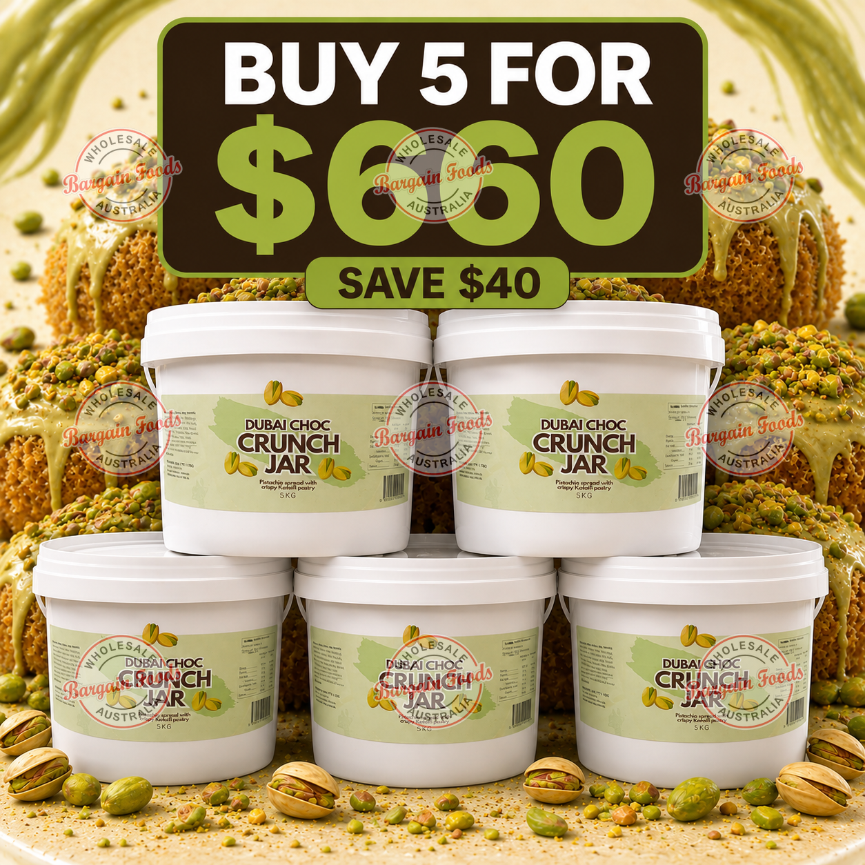 Crunch Jar Pistachio Dubai Spread - 5kg (BULK BUNDLE OF x5)