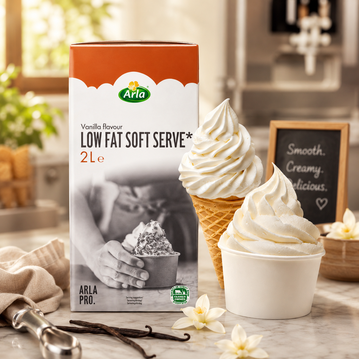 Arla Pro Low Fat Vanilla Flavoured Soft Serve Mix - 2L