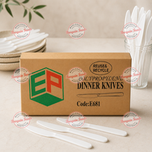 White Disposable Plastic Dinner Knives - 1000pcs