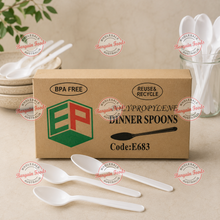 White Disposable Plastic Dinner Spoons - 1000pcs