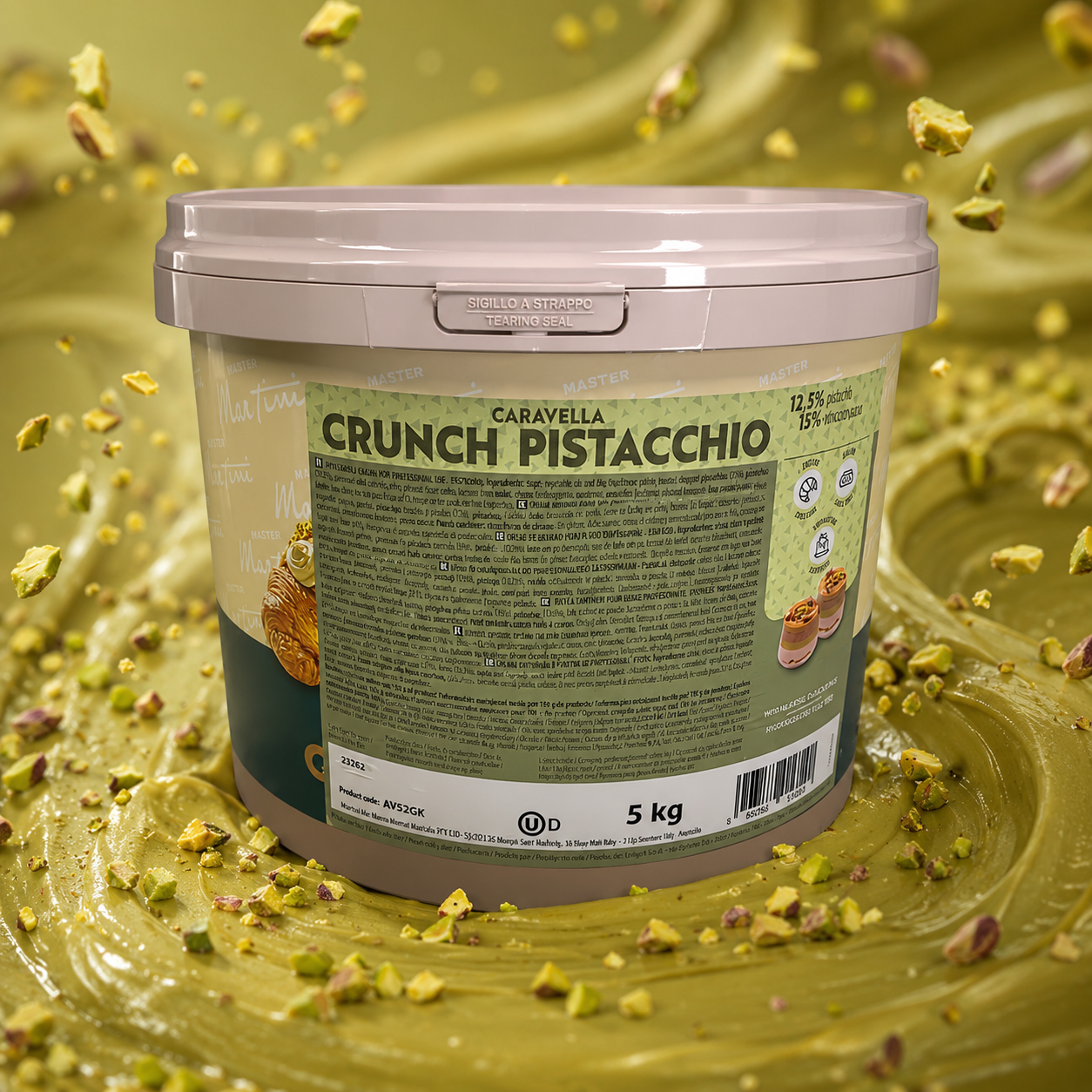 Master Martini Caravella Crunch Pistachio (Pistachio Spread With Crushed Pistachio Nuts) - 5kg