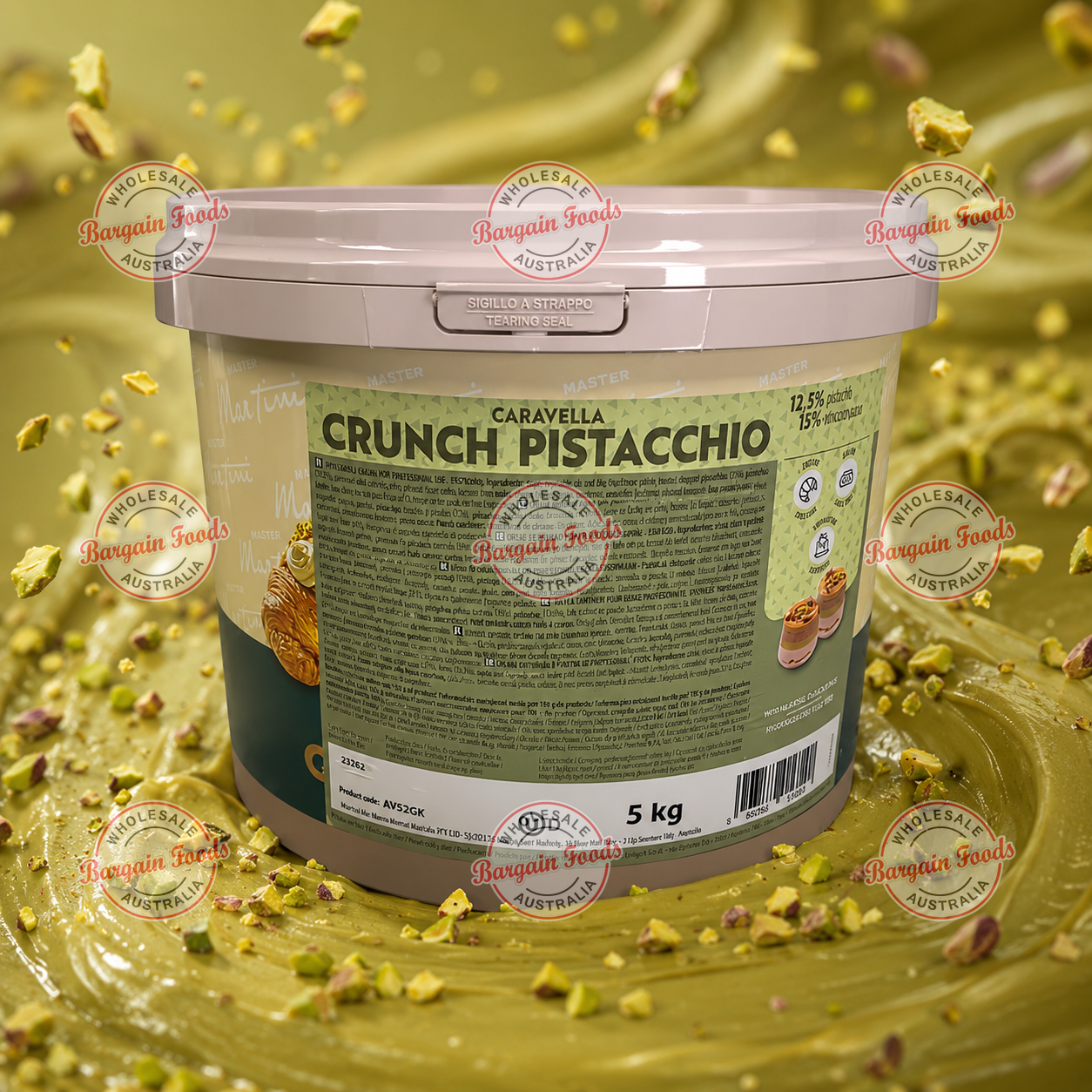 Master Martini Caravella Crunch Pistachio (Pistachio Spread With Crushed Pistachio Nuts) - 5kg