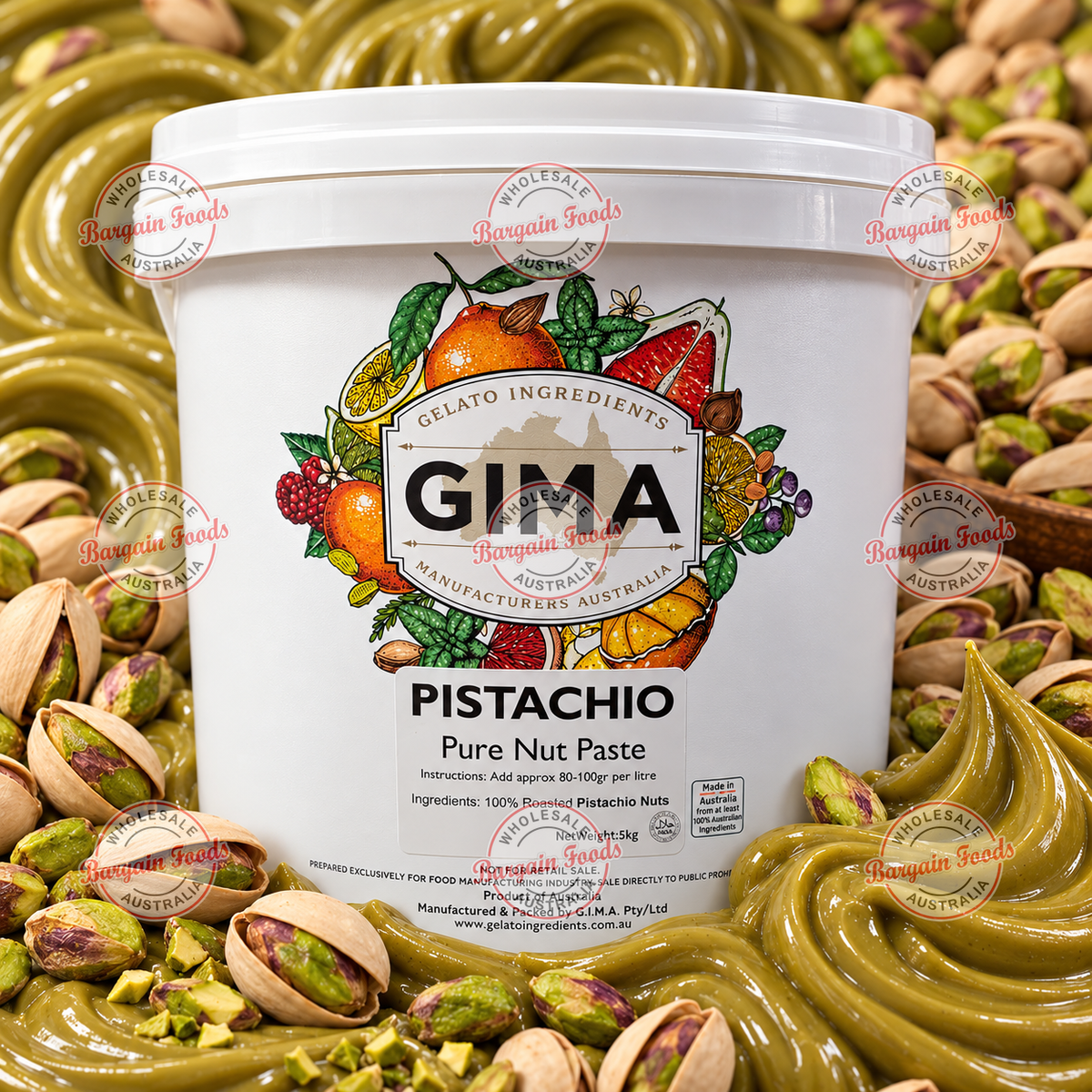 Gima 100% Pure Pistachio Nut Paste Spread - 5kg