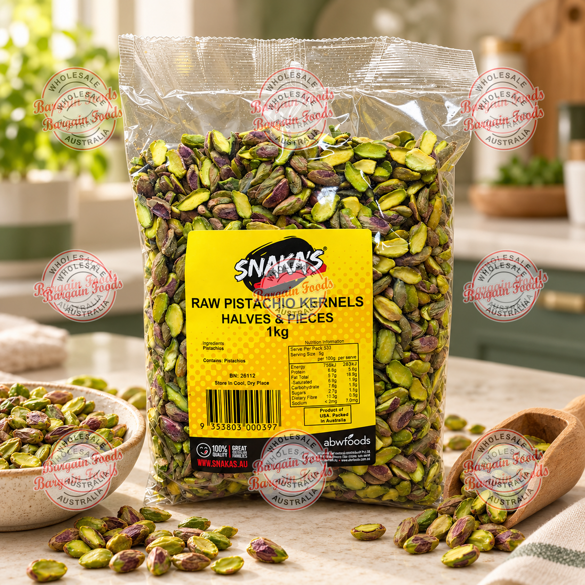 Snakas Pistachio Kernal Halves - 1kg