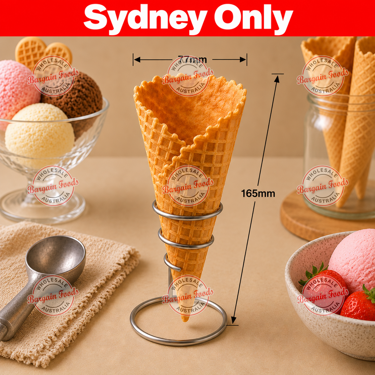 Altimate Natural Waffle Cones Size D - 156pcs (BULK)