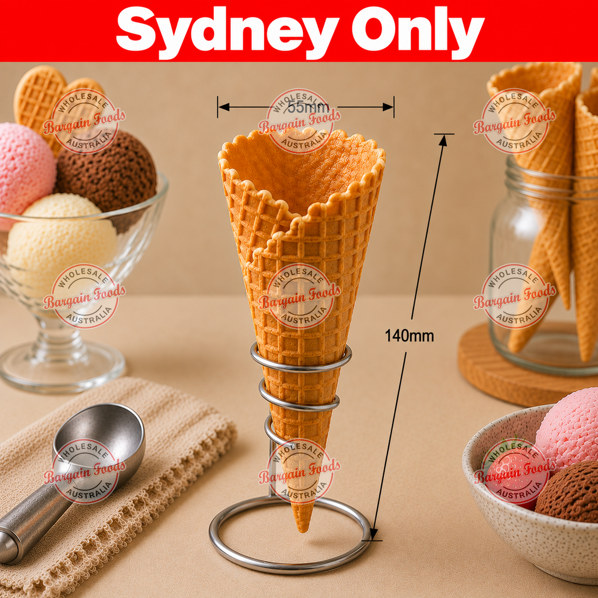 Altimate Natural Waffle Cones Size B - 312pcs (BULK)