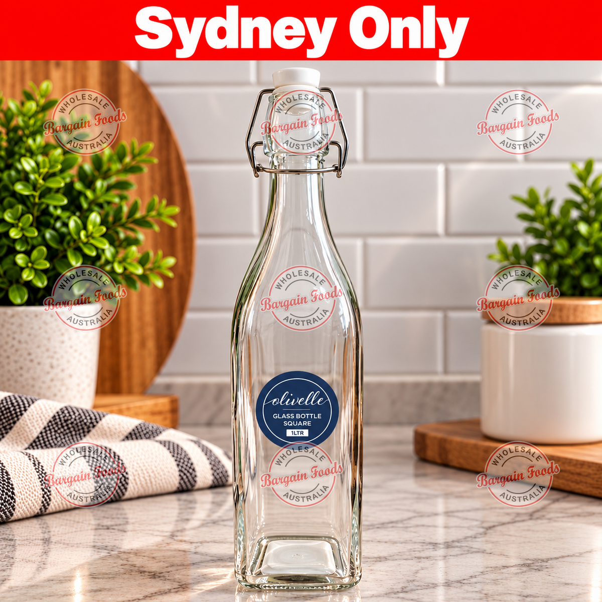 Clear Square Glass Bottle - 1L