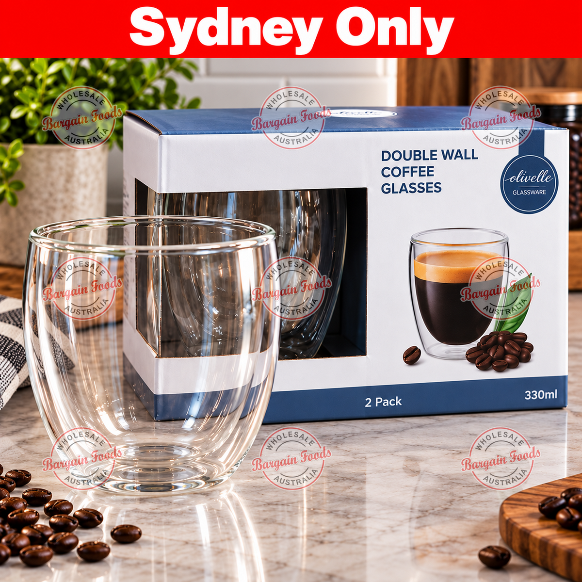 Double Wall Coffee Glasses 2pk - 330ml