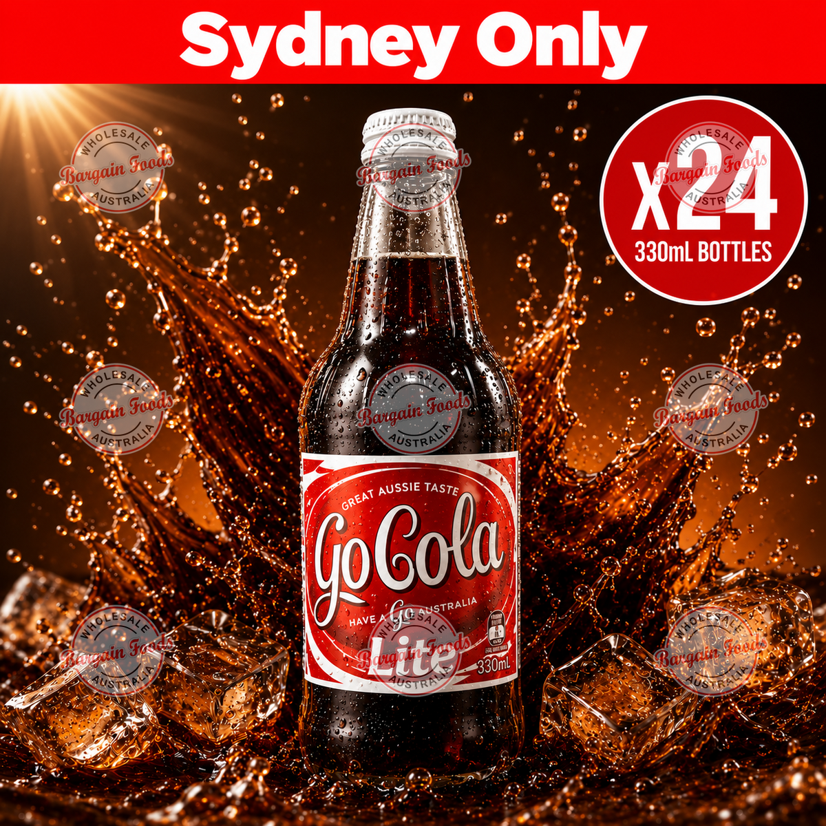 Berts Soda Glass Bottles Go Cola Light - 330ml x24 (BULK)