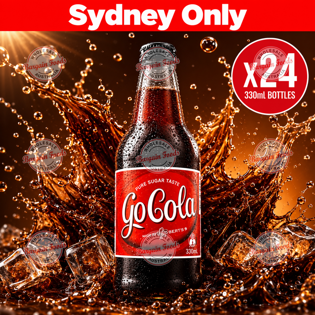 Berts Soda Glass Bottles Go Cola - 330ml x24 (BULK)