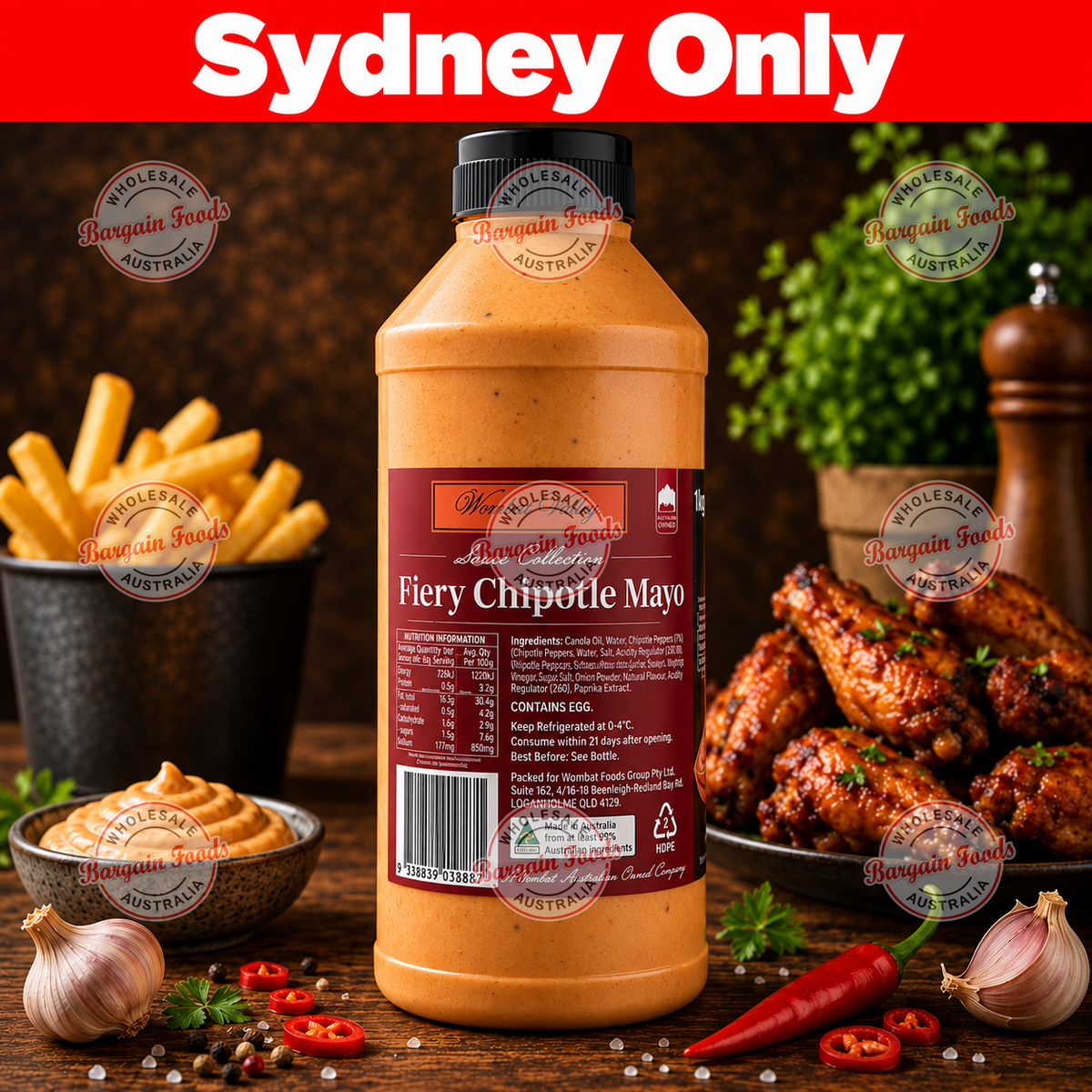 Wombat Valley Fiery Chipotle Mayo Sauce - 1kg