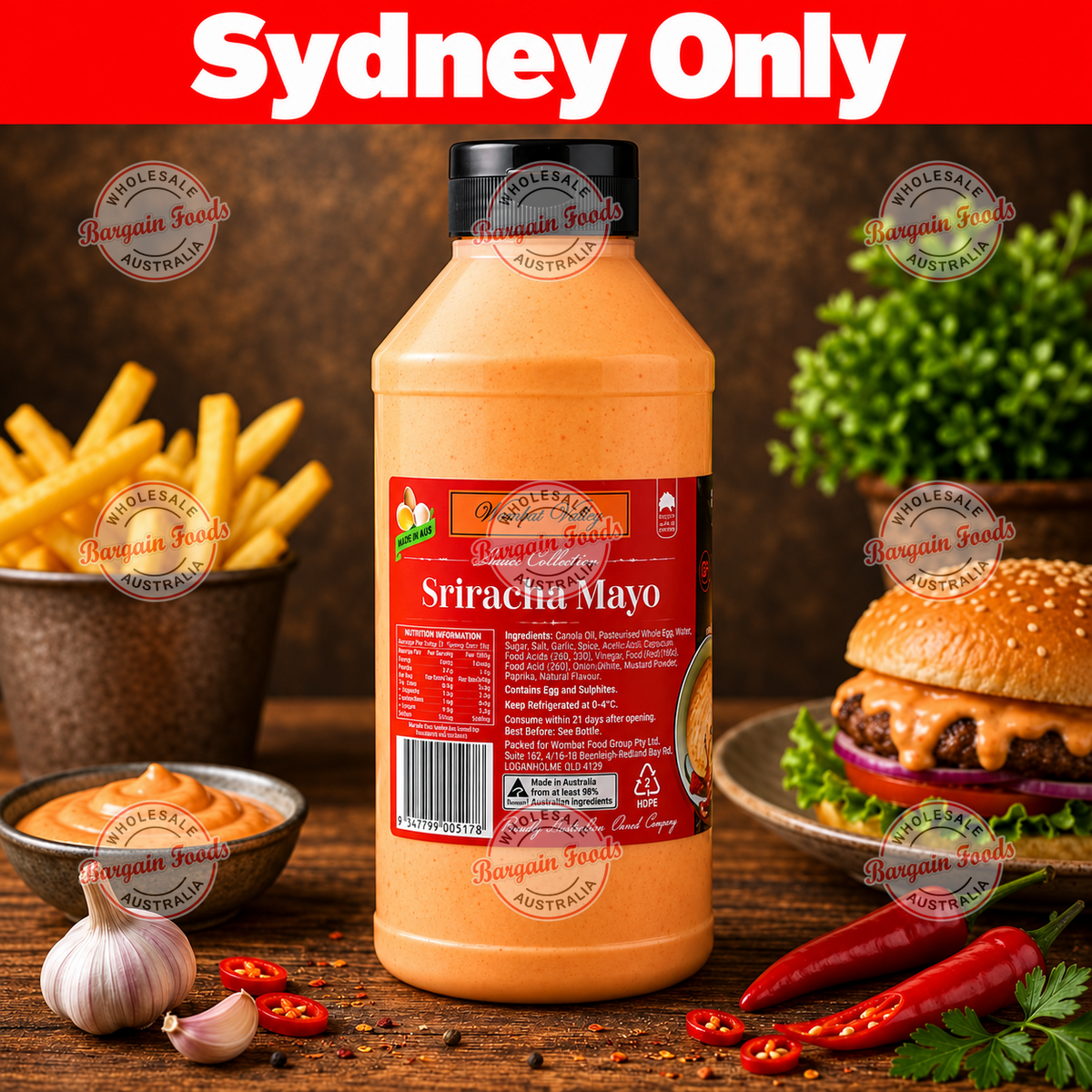 Wombat Valley Sriracha Thick Mayonnaise Sauce - 1kg