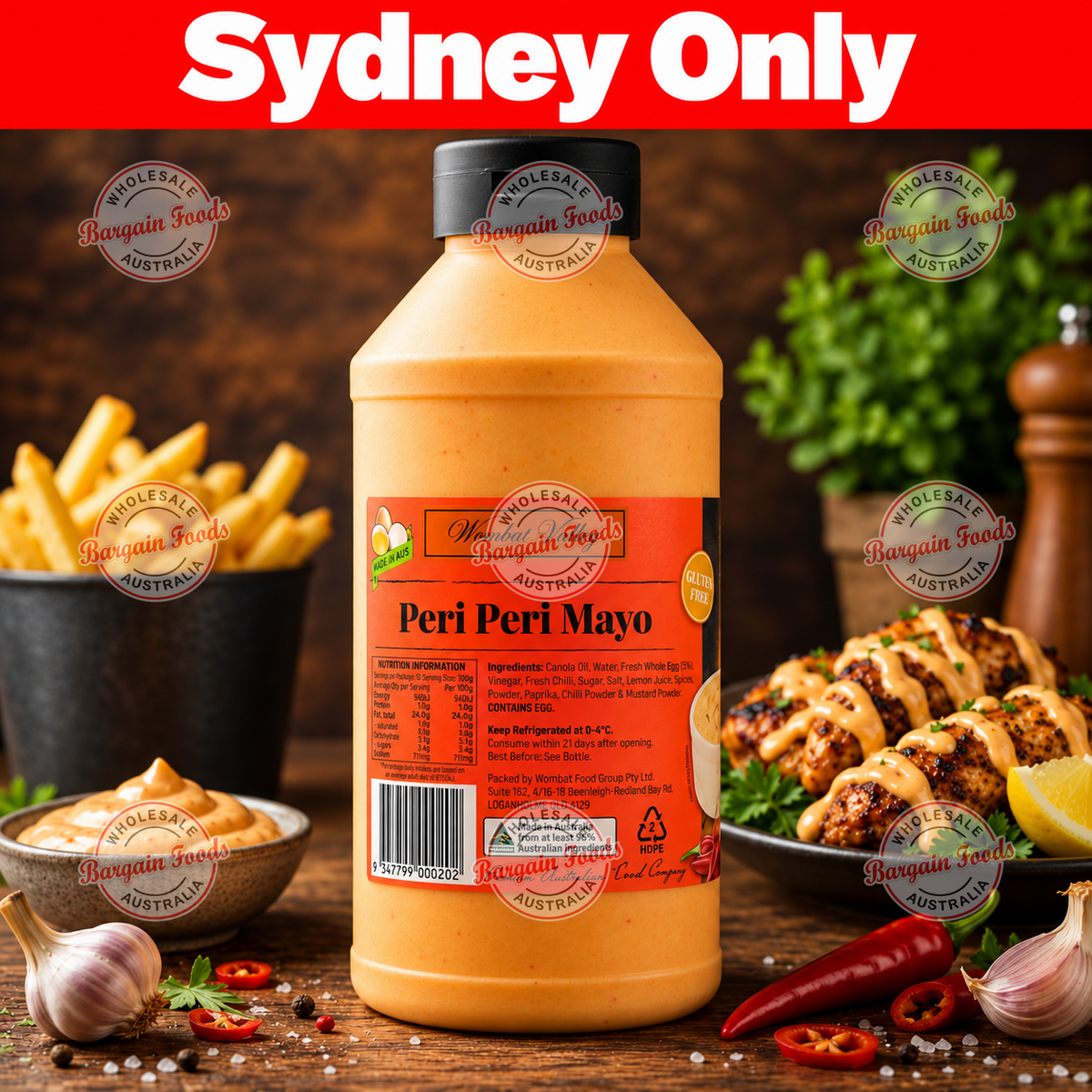 Wombat Valley Peri Peri Mayonnaise Sauce - 1kg