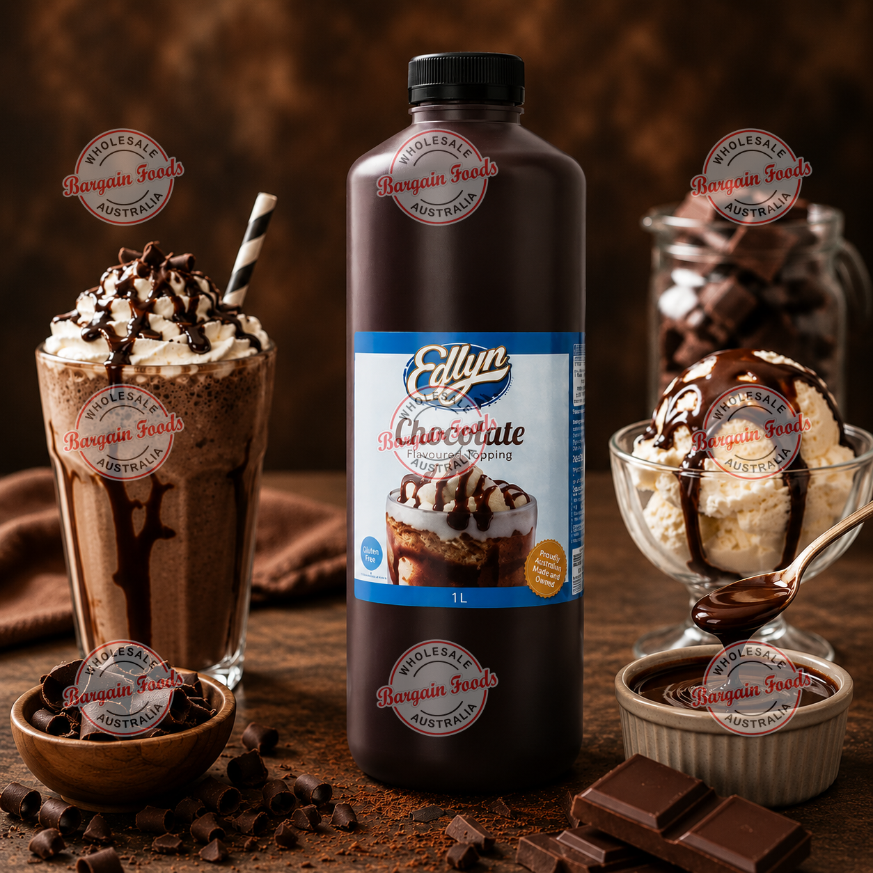 Edlyn Chocolate Flavoured Topping - 1L